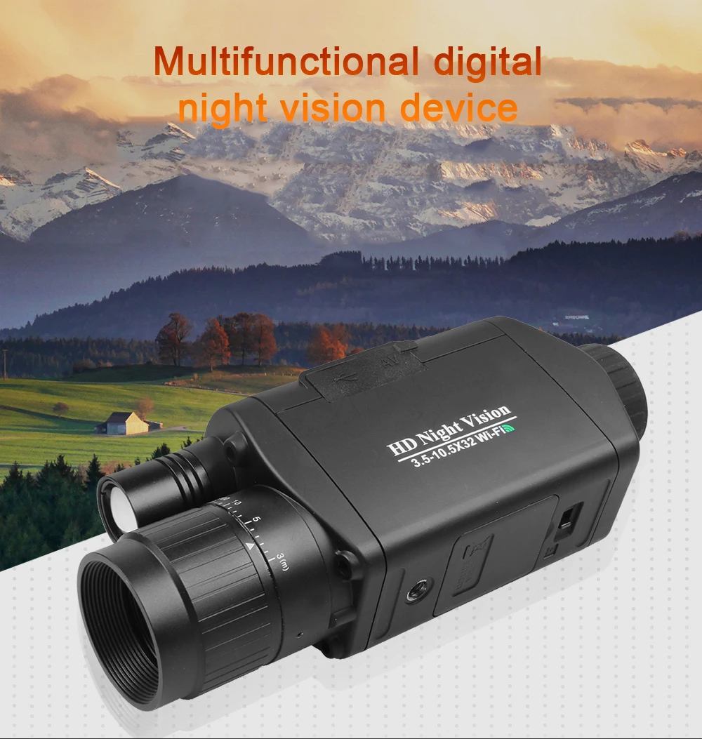 WIFI Infrared Night Vision Digital Monocular Telescope Super Clear Camera Video for Hunting Optical Telescope 3.5-10.5x32
WIFI Infrared Night Vision Digital Monocular Telescope Super Clear Camera Video for Hunting Optical Telescope 3.5-10.5x32