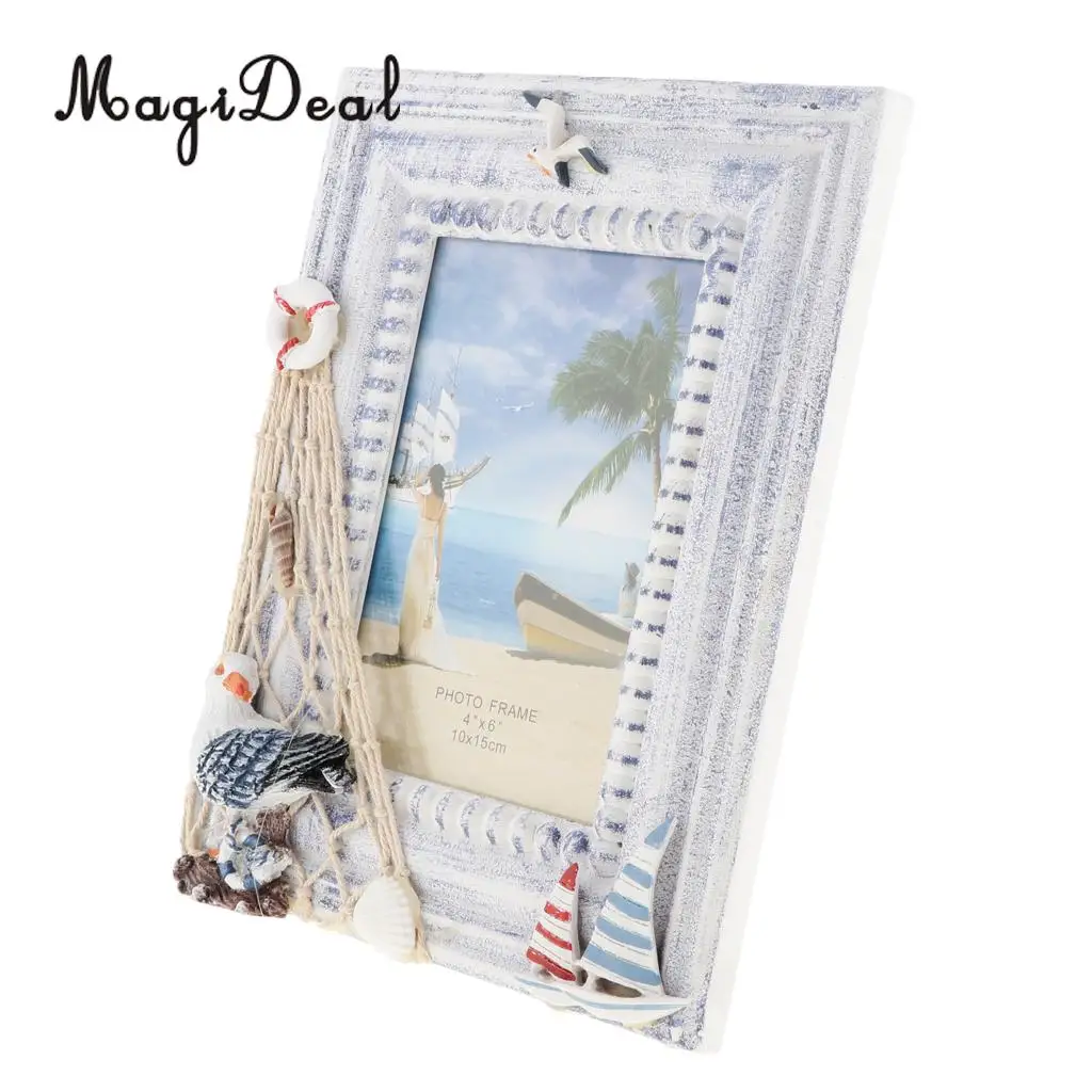 Chic Wooden Photo Picture Frame Family Wedding Photo Holder for Home Wedding Beach Hut Cottage Decoration