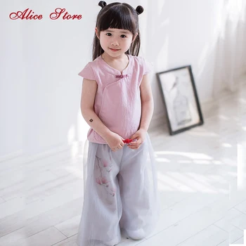 2018 new Children's clothing girls summer models baby short-sleeved Chinese shirt yarn wide leg pants suit two-piece sets
2018 new Children's clothing girls summer models baby short-sleeved Chinese shirt yarn wide leg pants suit two-piece sets
