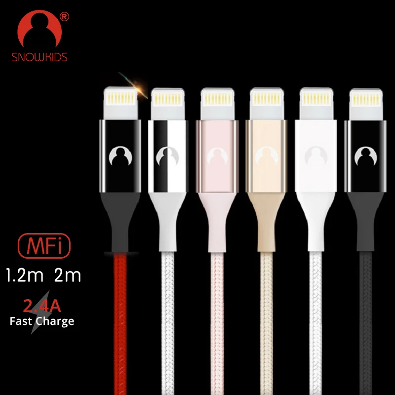 

Snowkids USB Phone Charger MFi Cable for Lightning to USB Cable for iPhone X 8 7 6 5 XR XsMax Extra Long Upto iOS 12 Data Sync