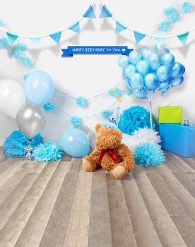 TR Newborn Photography Backdrop Blue Balloons Teddy Bear with Wood Floor Baby Birthday Party Backdrops Vinyl Background Custom
TR Newborn Photography Backdrop Blue Balloons Teddy Bear with Wood Floor Baby Birthday Party Backdrops Vinyl Background Custom