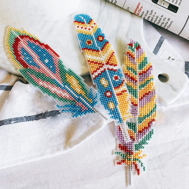 

Bookmark Feather DIY Craft Stich Cross Stitch Needlework Embroidery Crafts Counted Cross-Stitching Kit NOT PRINTED