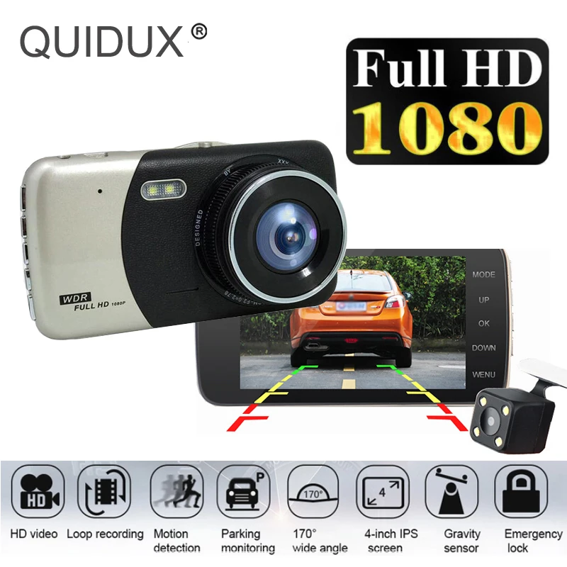 QUIDUX 4" IPS car dvr dash cam Dual lens Rearview Mirror Video Recorder WDR Nightvison Motion Detection
QUIDUX 4" IPS car dvr dash cam Dual lens Rearview Mirror Video Recorder WDR Nightvison Motion Detection