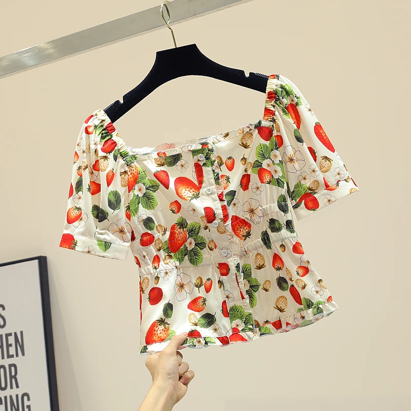 MUMUZI Printed short-sleeved chiffon blouse shirt female 2019 summer new slim short design waist drawstring blouses
MUMUZI Printed short-sleeved chiffon blouse shirt female 2019 summer new slim short design waist drawstring blouses