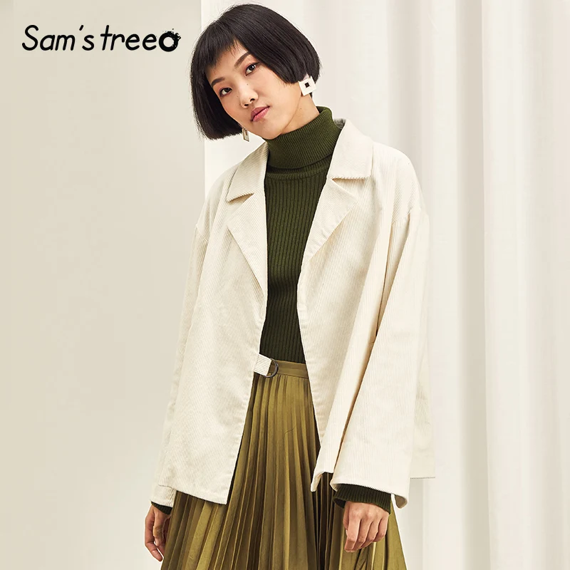 Samstree Autumn Women Short Coat Corduroy Sheer Cotton Female Jacket Turn-down Collar White Loose Coat
Samstree Autumn Women Short Coat Corduroy Sheer Cotton Female Jacket Turn-down Collar White Loose Coat