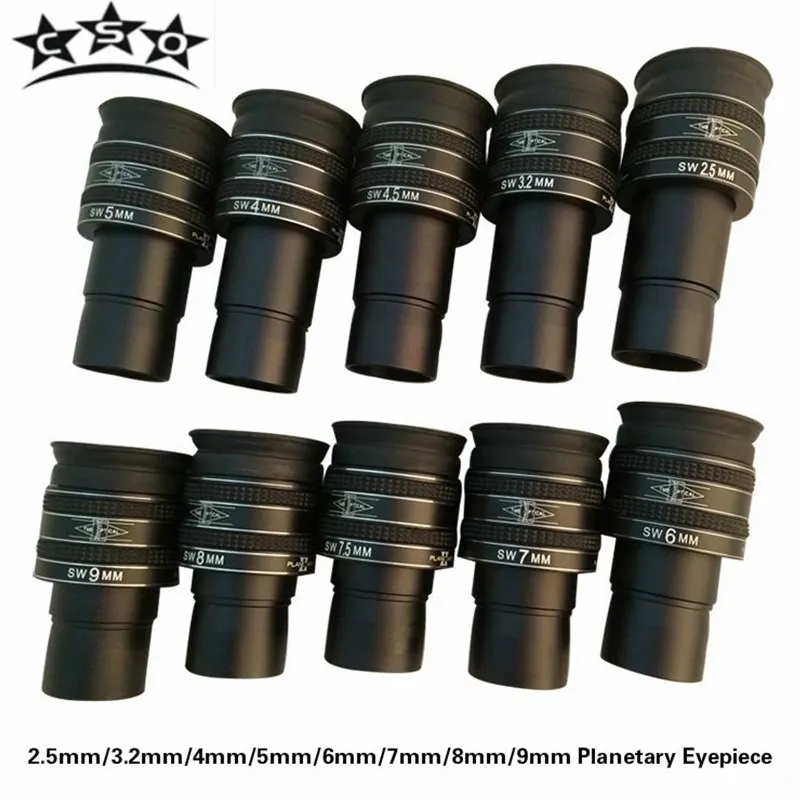 Negro 7 mm 1.25 Pulgadas Lente de Ojo planetario de 58 Grados Telescopio astron/ómico Ocular HD Telescopio de astronom/ía Gran Angular
