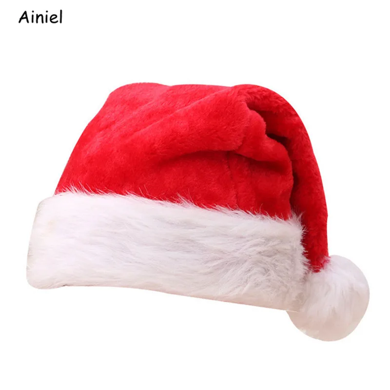 Фото Красная рождественская шапка Санта-Клауса для детей и взрослых Рождественская