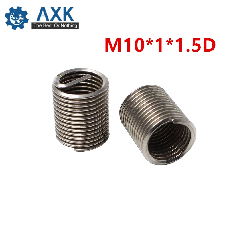 

50pcs M10*1*1.5D Wire Thread Insert Stainless Steel 304 Wire Screw Sleeve, M10 Screw Bushing Helicoil Wire Thread Repair Inserts