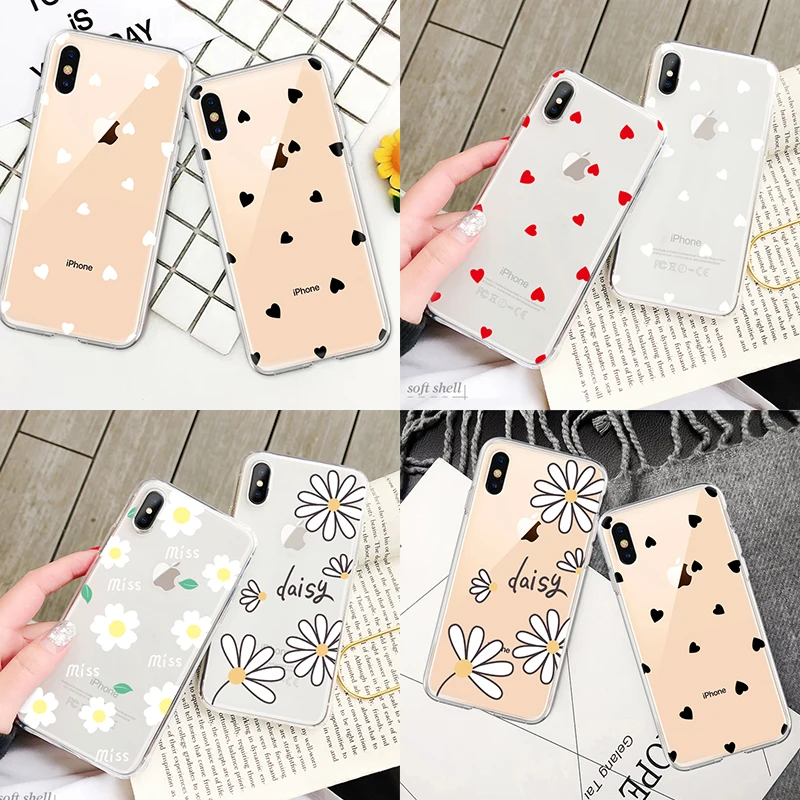 Transparent Silicone Phone Case For iPhone XS Max XR X 6 6S 7 8 Plus 5 5S SE Love heart Flower daisy stripe Pattern Cases Fundas
Transparent Silicone Phone Case For iPhone XS Max XR X 6 6S 7 8 Plus 5 5S SE Love heart Flower daisy stripe Pattern Cases Fundas