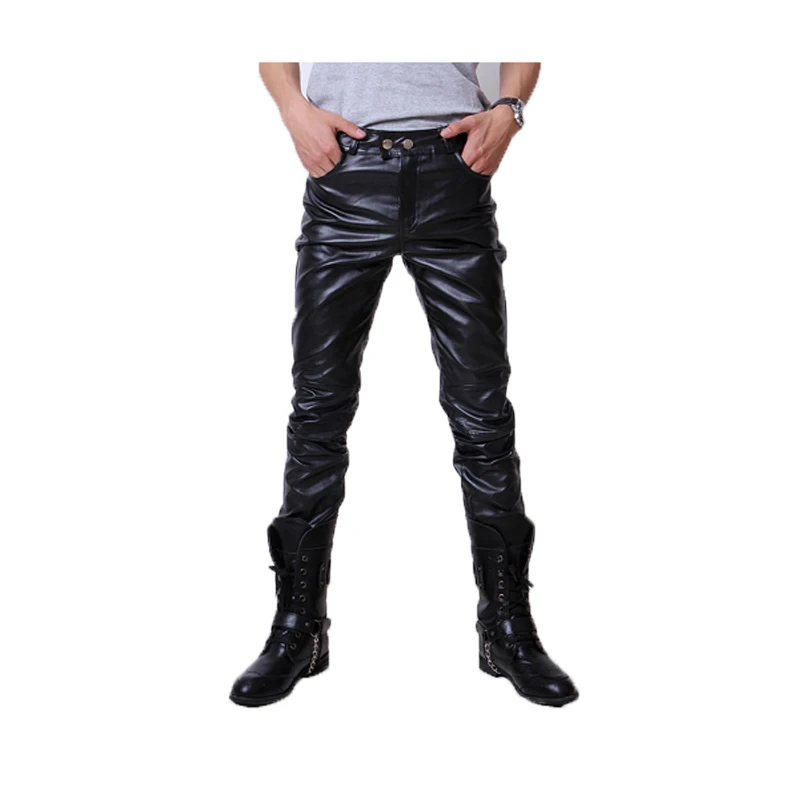 2019 Casual Men skinny faux leather pants men black gold silver PU Shiny tight trousers singers Dancer slim fit pencil pants
2019 Casual Men skinny faux leather pants men black gold silver PU Shiny tight trousers singers Dancer slim fit pencil pants