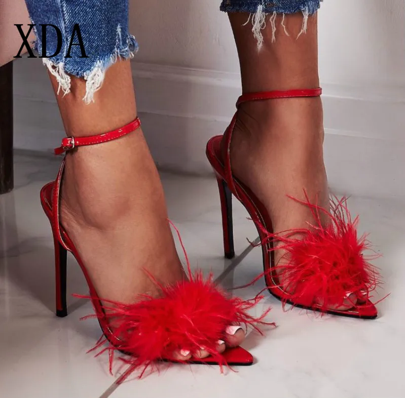 XDA 2019 New Summer fashion Sandals Thin High Heels Buckle sandals Feather Roman Sandals Pointed Peep Foe Fur Party Female Shoes
XDA 2019 New Summer fashion Sandals Thin High Heels Buckle sandals Feather Roman Sandals Pointed Peep Foe Fur Party Female Shoes