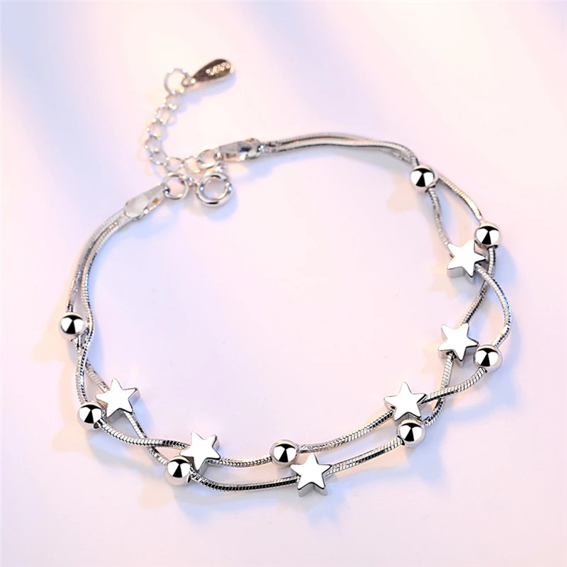 New Trendy 925 Sterling Silver Bracelets For Women Double Chain Square Stars Bracelet & Bangles Jewelry Girl Birthday Party Gift
New Trendy 925 Sterling Silver Bracelets For Women Double Chain Square Stars Bracelet & Bangles Jewelry Girl Birthday Party Gift