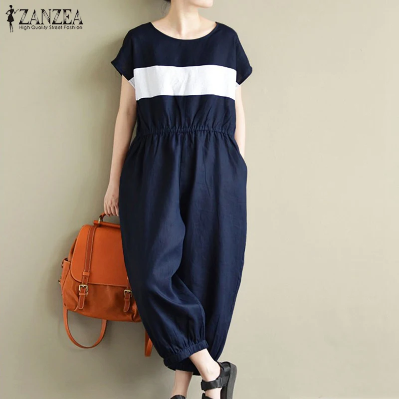 2019 Summer ZANZEA Women Stiped O Neck Short Sleeve Overalls Casual Loose Long Jumpsuits Pockets Rompers Cargo Pants Plus Size
2019 Summer ZANZEA Women Stiped O Neck Short Sleeve Overalls Casual Loose Long Jumpsuits Pockets Rompers Cargo Pants Plus Size