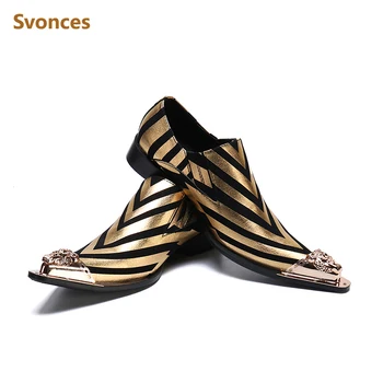 Factory Customized Genuine Leather Shoes Men Fashion Striped Dressing Shoes Metal Toe Designer New Male Flats Gentleman Brand
Factory Customized Genuine Leather Shoes Men Fashion Striped Dressing Shoes Metal Toe Designer New Male Flats Gentleman Brand