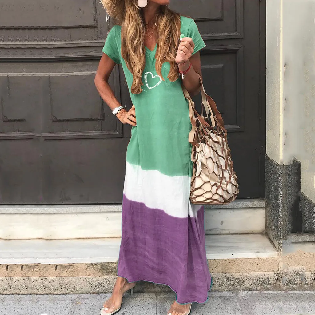 XINIU 2019 Fashion Women V-Neck Short Sleeve Heart Print Color Block Maxi Bohemia Dress maxi dresses for women boho #gh30
XINIU 2019 Fashion Women V-Neck Short Sleeve Heart Print Color Block Maxi Bohemia Dress maxi dresses for women boho #gh30