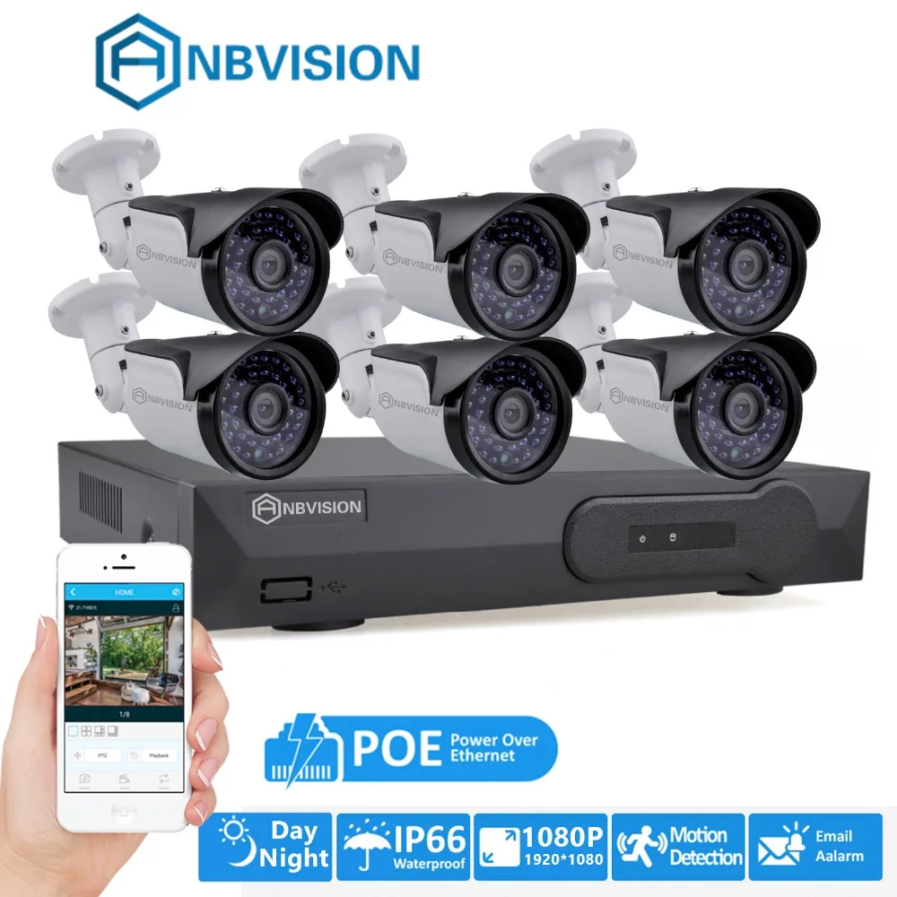 Anbvision 8CH 1080 P Камера Наборы POE IP CCTV безопасности система DVR Спорта на открытом