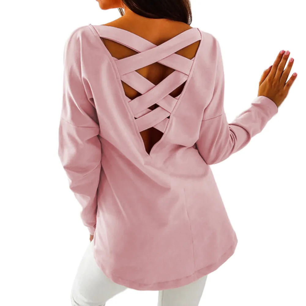 Womens Tops And Blouses Vintage Backless Cross Long Sleeve Blouse 2018 Women Clothes Ladies Tops Fashion Clothing
Womens Tops And Blouses Vintage Backless Cross Long Sleeve Blouse 2018 Women Clothes Ladies Tops Fashion Clothing