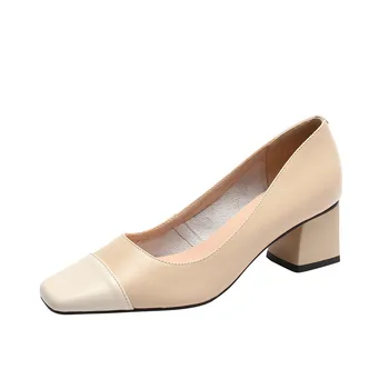 spring autumn nude brown black color block soft sheep skin square toe women lady 6cm foot-friendly heel genuine natural shooes
spring autumn nude brown black color block soft sheep skin square toe women lady 6cm foot-friendly heel genuine natural shooes