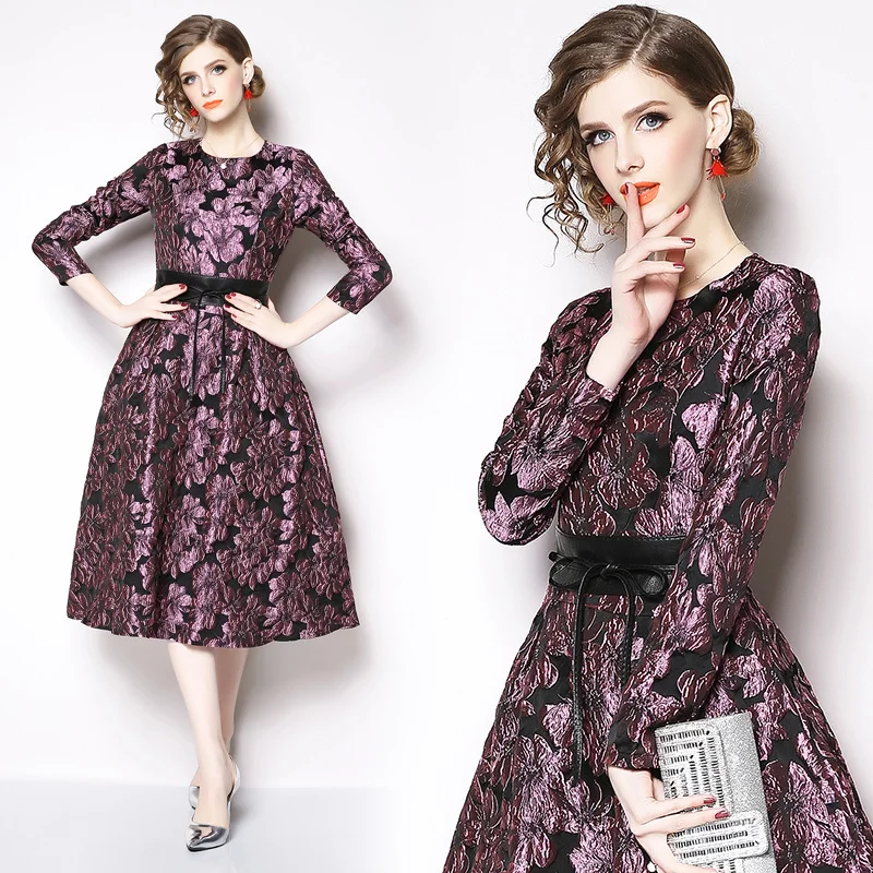 New Arrival 2019 Spring Winter Fall Runway Foral Jacquard Sashes Sexy Crew Neck Women Party Casual Empire Evening Medium Dress
New Arrival 2019 Spring Winter Fall Runway Foral Jacquard Sashes Sexy Crew Neck Women Party Casual Empire Evening Medium Dress