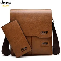 JEEP BULUO Man Messenger Bag 2 Set Men Pu Leather Shoulder Bags Business Crossbody Casual Bag Famous Brand ZH1505/8068 image