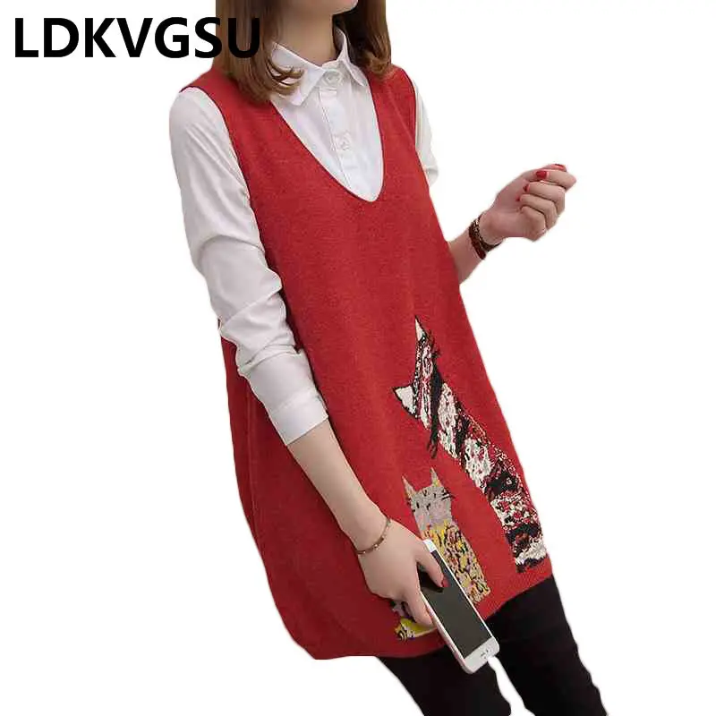 Sweater Vest Female Medium Long Korean V-neck Loose Sleeveless Knit Vest Spring Autumn 2019 New Wild Pullover Sweater Is1754
Sweater Vest Female Medium Long Korean V-neck Loose Sleeveless Knit Vest Spring Autumn 2019 New Wild Pullover Sweater Is1754