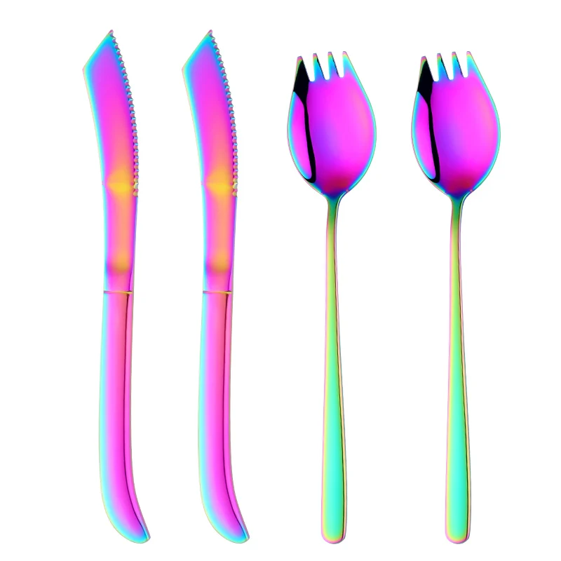 18/8 Stainless Steel Korean Kitchen Steak Fork Spoon Knife Set Special Designed 2 IN 1 Dinner Fork Silverware Dinnerware Set
18/8 Stainless Steel Korean Kitchen Steak Fork Spoon Knife Set Special Designed 2 IN 1 Dinner Fork Silverware Dinnerware Set
