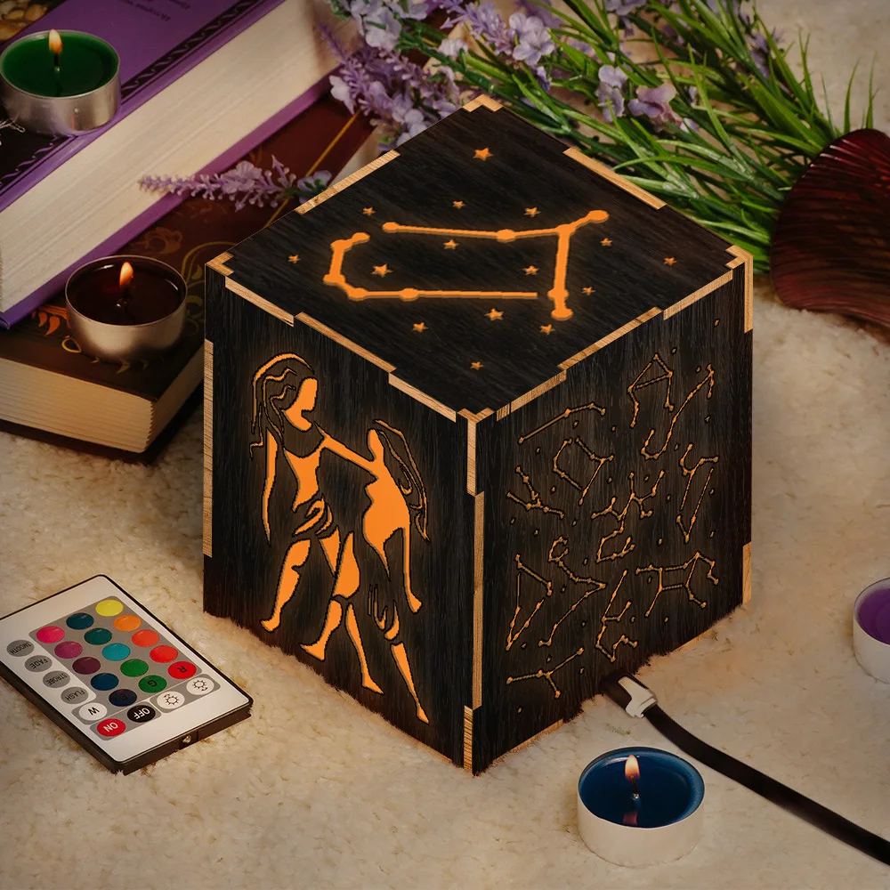 1Piece Zodiac Sign Novelty Night Lamp Gemini LED Lantern Wood Light Box Decorative Lighting Mood Light Astrology Lamp
1Piece Zodiac Sign Novelty Night Lamp Gemini LED Lantern Wood Light Box Decorative Lighting Mood Light Astrology Lamp