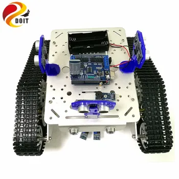 Bluetooth Control Smart Robot Tank Chassis with UNO R3 Board+Motor Drive Shield for Tracking and Obstacle Avoidance
Bluetooth Control Smart Robot Tank Chassis with UNO R3 Board+Motor Drive Shield for Tracking and Obstacle Avoidance
