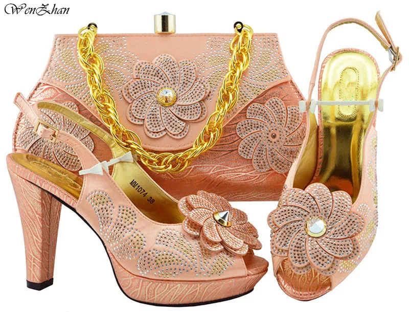 Hot Selling To Match Italian High Heel Shoe and Bag Sets Beautiful Peach Color Women Shoe and Bag Sets For Wedding Party B89-22
Hot Selling To Match Italian High Heel Shoe and Bag Sets Beautiful Peach Color Women Shoe and Bag Sets For Wedding Party B89-22