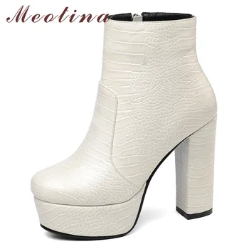 Meotina Winter Ankle Boots Women Zipper Platform Chunky Heels Short Boots Extreme High Heel Shoes Ladies Autumn Plus Size 34-43
Meotina Winter Ankle Boots Women Zipper Platform Chunky Heels Short Boots Extreme High Heel Shoes Ladies Autumn Plus Size 34-43