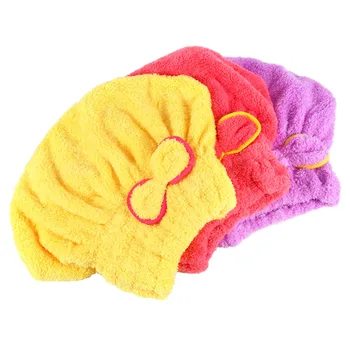 Quickly Drying Cap Microfiber Ultra Absorbent Dry Head Wrap Fast Drier Hair Bowknot