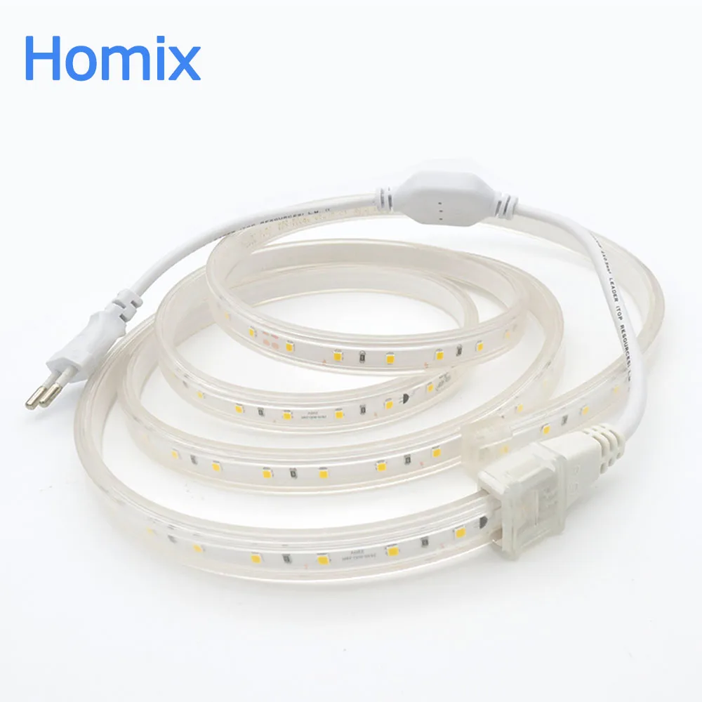 Фото Homixs 220V 2835 Беспроводная Светодиодная лента 60 led/m для гостиной наружного освещения