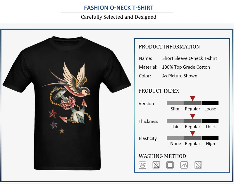 2017 New Fashion Printed On T-Shirt Round Collar All Cotton Retro Tattoo Male Tops Shirt Short Sleeve Fall Printed On Tee Shirt