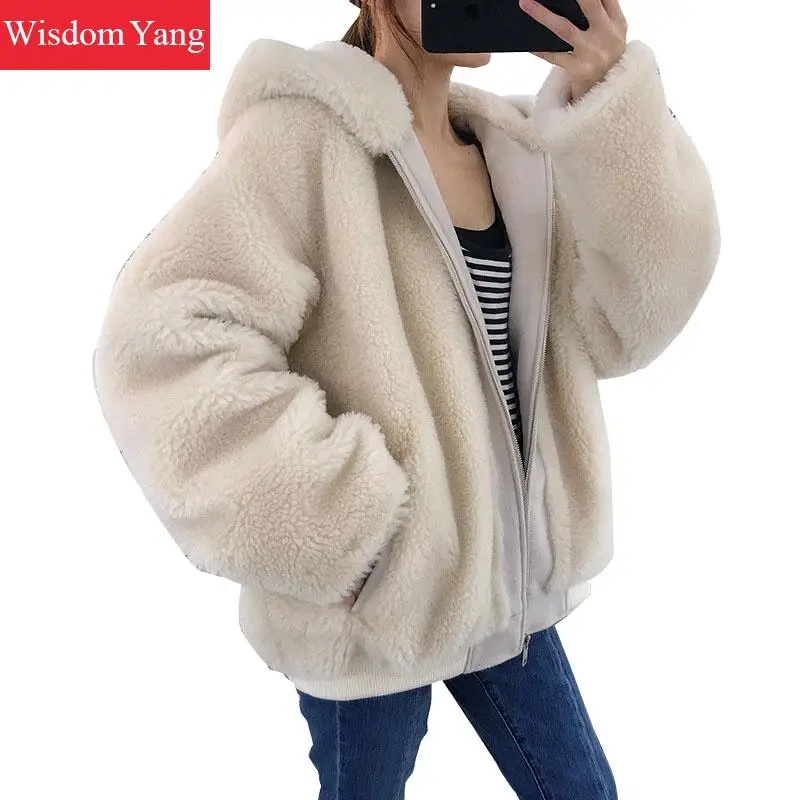 Elegant Beige Brown Blue Sheep Shearing Wool Cashmere Jackets Coats Women Hooded Winter Woolen Overcoat Coat Jacket Outerwear
Elegant Beige Brown Blue Sheep Shearing Wool Cashmere Jackets Coats Women Hooded Winter Woolen Overcoat Coat Jacket Outerwear