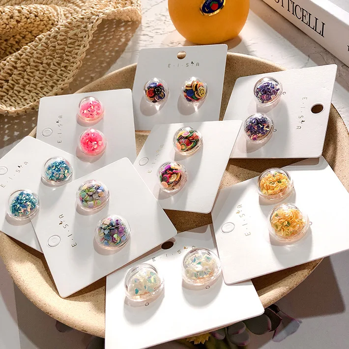 Korea Simple Colorful Sequins Smile Heart Decorated Transparent Ball Stud Earrings For Women Girls Candy Color Round Brincos
Korea Simple Colorful Sequins Smile Heart Decorated Transparent Ball Stud Earrings For Women Girls Candy Color Round Brincos