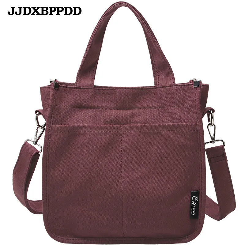 JJDXBPPDD Solid Cancas Shoulder Bags Environmental Shopping Bag Tote Package Crossbody Purses Casual Handbag For Women | Багаж и сумки