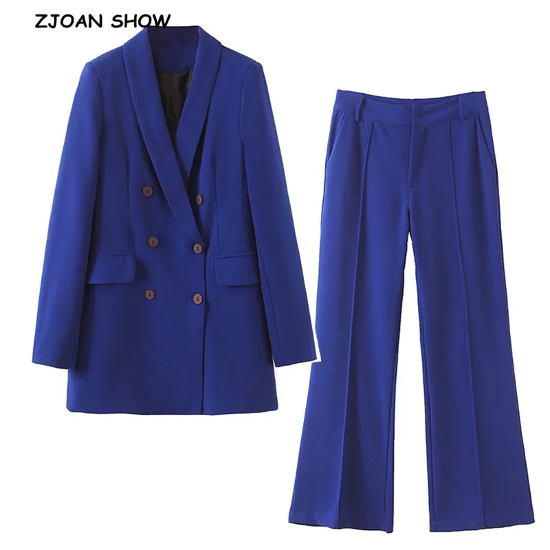 2019 New Autumn BF style Double-breasted Button Women blue Blazer High Waist Small Straight Pants Long Sleeve Suits 2 Pieces Set
2019 New Autumn BF style Double-breasted Button Women blue Blazer High Waist Small Straight Pants Long Sleeve Suits 2 Pieces Set
