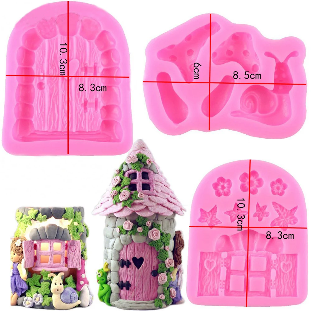3D Cartoon Fairy House Door Shape Fondant Cake Silicone Mould Flower Snails Pattern Sugarpaste Chocolate Candy Molds
3D Cartoon Fairy House Door Shape Fondant Cake Silicone Mould Flower Snails Pattern Sugarpaste Chocolate Candy Molds