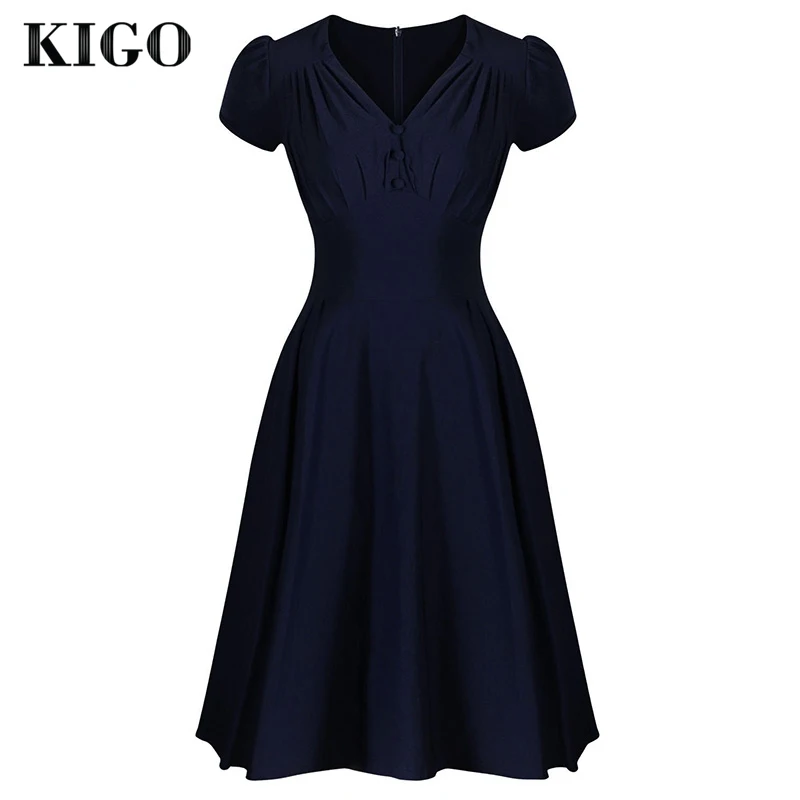 KIGO Summer Women V Neck Short Sleeve 50s Dress Audrey Hepburn Rockabilly Dress Retro Vintage Pin Up Black Dress Vestidos K30
KIGO Summer Women V Neck Short Sleeve 50s Dress Audrey Hepburn Rockabilly Dress Retro Vintage Pin Up Black Dress Vestidos K30
