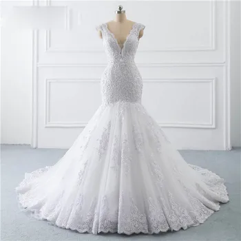 2019 Illusion Button Back Lace Applique Pearls Crystal V Neck Wedding Dresses
2019 Illusion Button Back Lace Applique Pearls Crystal V Neck Wedding Dresses