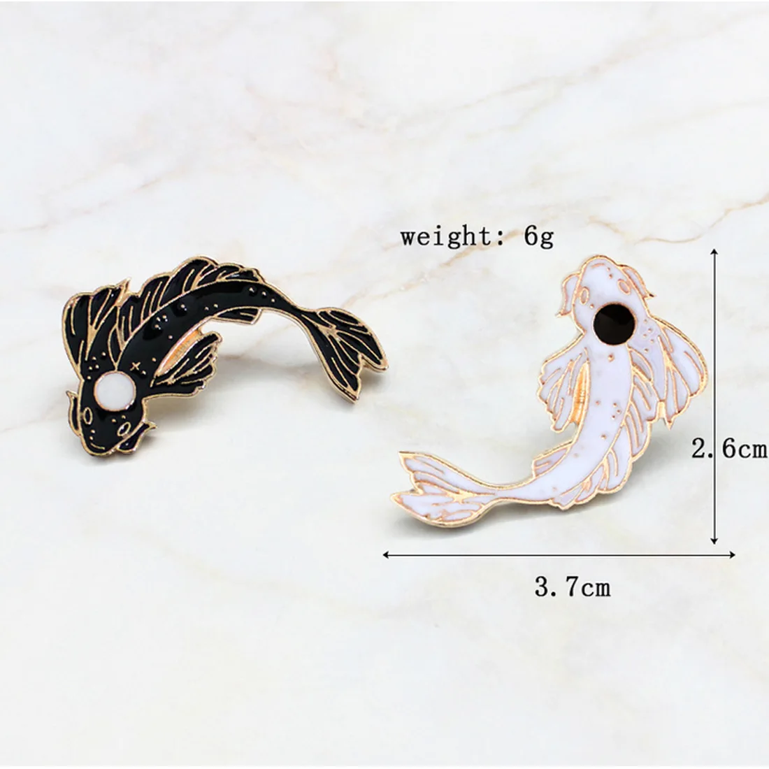 Fashion Women men brooch pink white koi black and white Tai Chi brooch creative brooch personality wild clothing accessories
Fashion Women men brooch pink white koi black and white Tai Chi brooch creative brooch personality wild clothing accessories