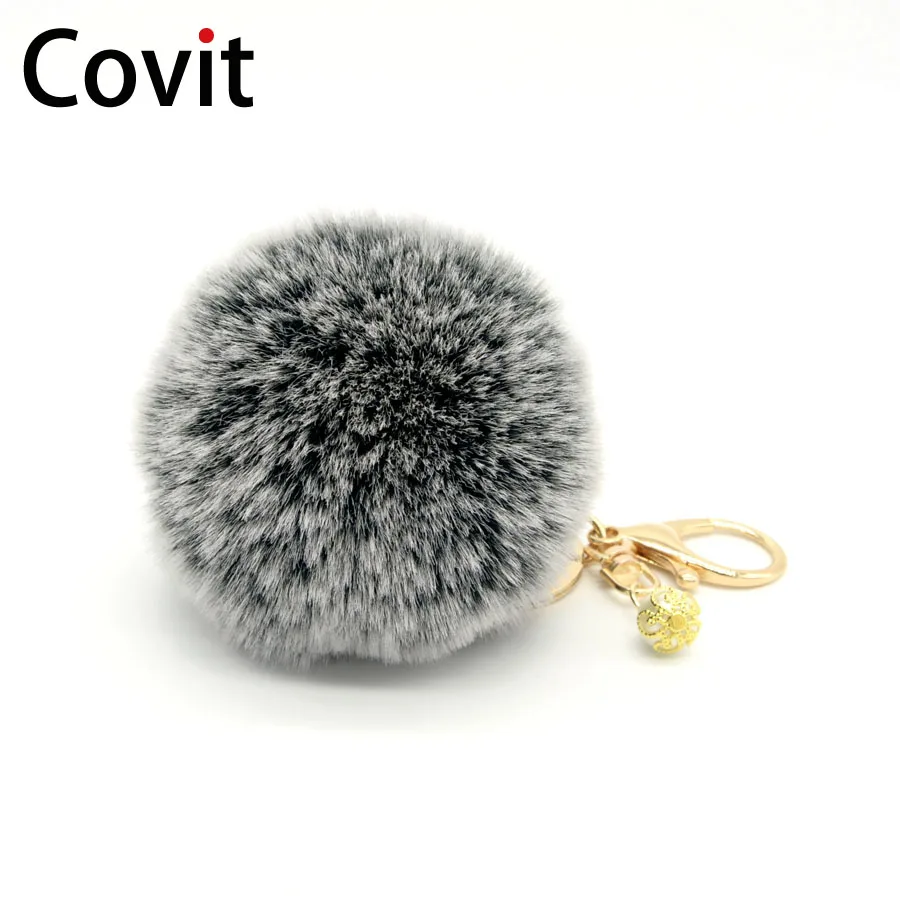 

Covit 8cm Fluffy Pompom Keychain Soft Ball Cute Fake Rabbit Fur For Women Bag Cars Keyring Pendant Porte Clef Charm Christmas