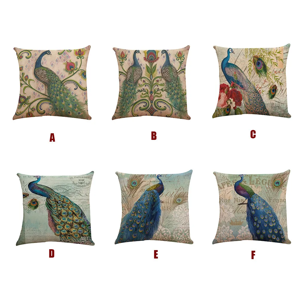 2019 6 Patterns Pillow Cover Peacock Printed Flax European Style Mixed Cushion Cover 45x45 Cojines Decorativos Para Sofa #5
2019 6 Patterns Pillow Cover Peacock Printed Flax European Style Mixed Cushion Cover 45x45 Cojines Decorativos Para Sofa #5