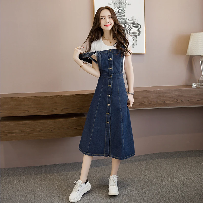 Women Denim Dress 2019 New Autumn Preppy Style Spaghetti Strap Pocket Loose Casual Sundress Vestidos Femininos C640
Women Denim Dress 2019 New Autumn Preppy Style Spaghetti Strap Pocket Loose Casual Sundress Vestidos Femininos C640
