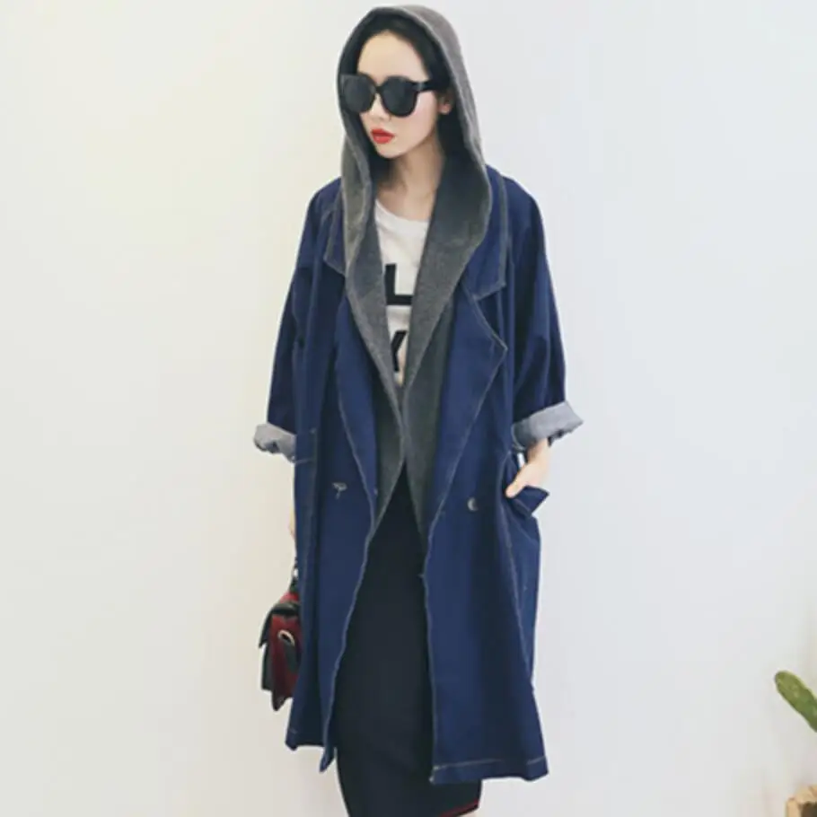 2018 New autumn Women Long Sleeve turn down collar Denim Trench Coat loose Jean Windbreaker
2018 New autumn Women Long Sleeve turn down collar Denim Trench Coat loose Jean Windbreaker