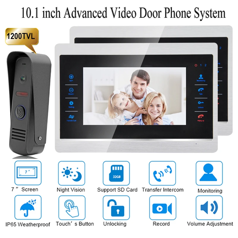 10 Inch Video Door Phone Recording HD 1200TVL Doorbell Camera and HandsFree Monitor Intercom Door bell 1 camera 2 Monitors
10 Inch Video Door Phone Recording HD 1200TVL Doorbell Camera and HandsFree Monitor Intercom Door bell 1 camera 2 Monitors