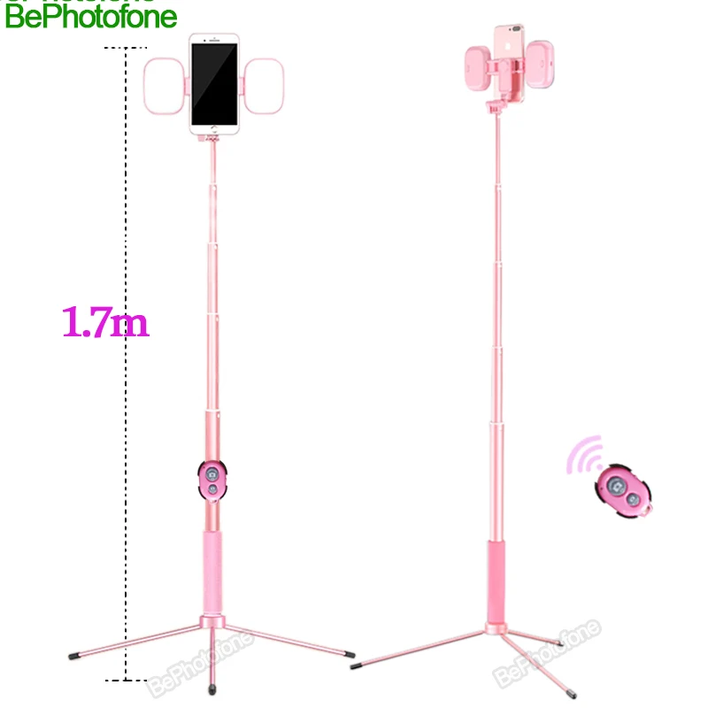 

2019 new 1.7m Extendable live Tripod Selfie Stick LED Ring light Stand 4 in 1 With Monopod Phone Mount for iPhone X 8 Android