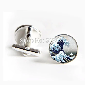 1 pair New Fashion Wedding Groom cufflinks Wave Cufflinks The Great Wave Cufflink Sliver Black Round Cufflinks
1 pair New Fashion Wedding Groom cufflinks Wave Cufflinks The Great Wave Cufflink Sliver Black Round Cufflinks