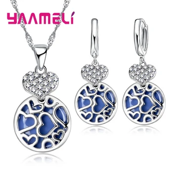 925 Sterling Silver For Women Jewelry Set Necklace Earrings Deep Blue Heart Shape Valentine's Day Present Wedding
925 Sterling Silver For Women Jewelry Set Necklace Earrings Deep Blue Heart Shape Valentine's Day Present Wedding