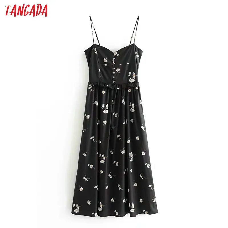Tangada fashion women sundress flower print dress pleated spaghetti strap ladies maxi long dresses 3A12
Tangada fashion women sundress flower print dress pleated spaghetti strap ladies maxi long dresses 3A12